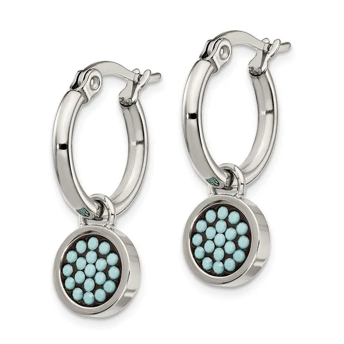 Earrings Stainless Steel Polished wPreciosa Crystal Circle Dangle Hoop Earrings Chisel