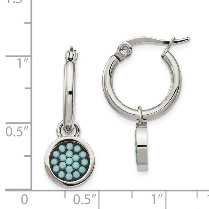 Earrings Stainless Steel Polished wPreciosa Crystal Circle Dangle Hoop Earrings Chisel