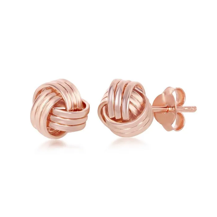 Earrings Sterling Silver Rose GP Triple Wire Love Knot Stud Earrings Classic