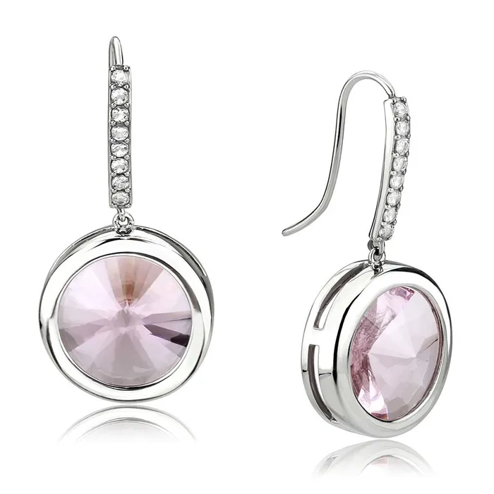 Earrings TK3643 High polished no plating Stainless Steel Earrings with Top Grade Crystal in Light Rose Alamode