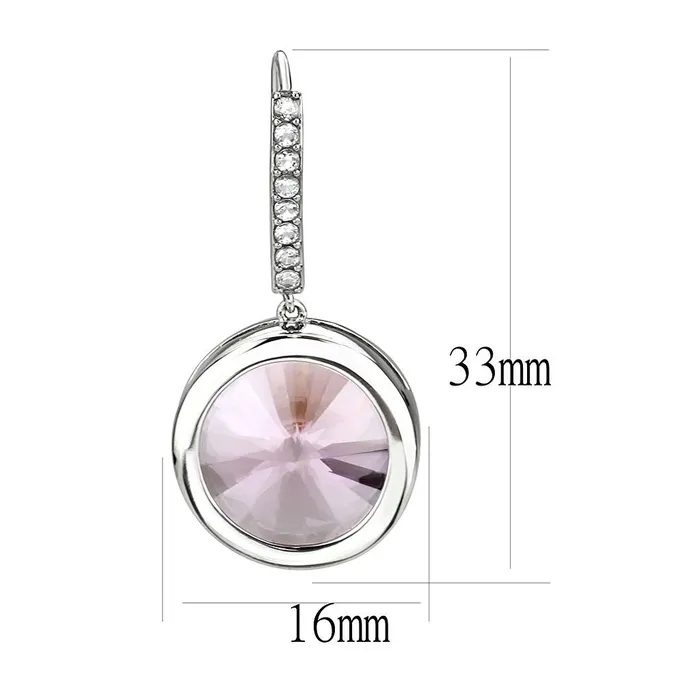 Earrings TK3643 High polished no plating Stainless Steel Earrings with Top Grade Crystal in Light Rose Alamode