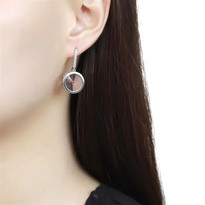 Earrings TK3643 High polished no plating Stainless Steel Earrings with Top Grade Crystal in Light Rose Alamode