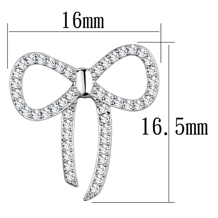 Earrings TS289 Rhodium 925 Sterling Silver Earrings with AAA Grade CZ in Clear Alamode