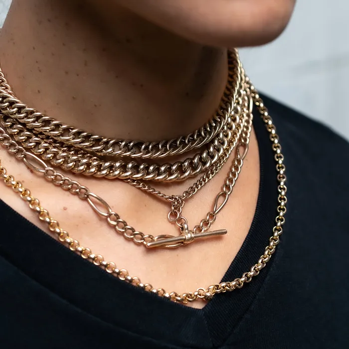 Edwardian Gold Albert Chain Antique Vintage Jewelry PreStyled Sets