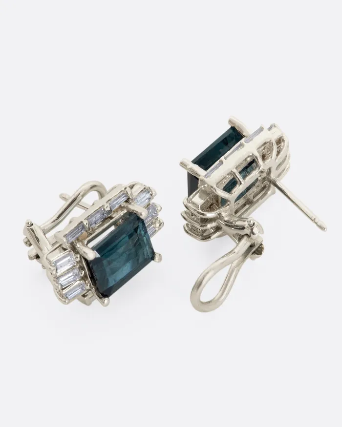EXCALIBUR Earrings Deep Green Tourmaline and Diamond Earrings