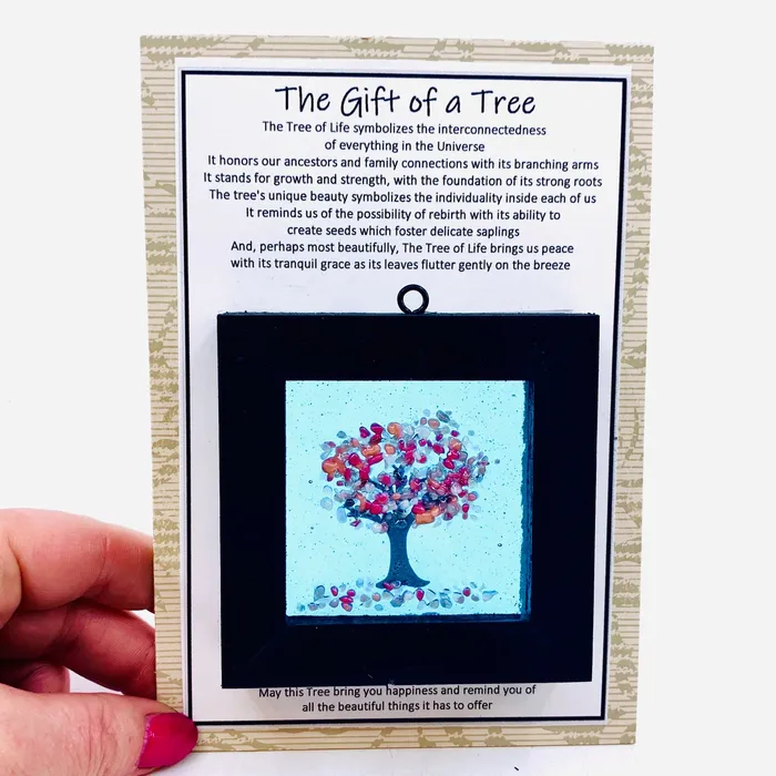 Fused Glass Tree of Life Shadow Box 178 Glimmer Glass Gifts Necklaces