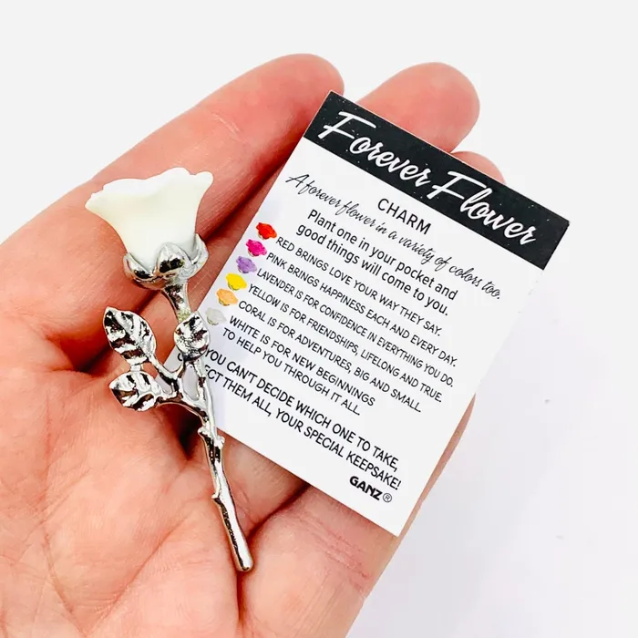 GANZ Charm Necklaces The Forever Flower Pocket Charm 130 White New Beginnings