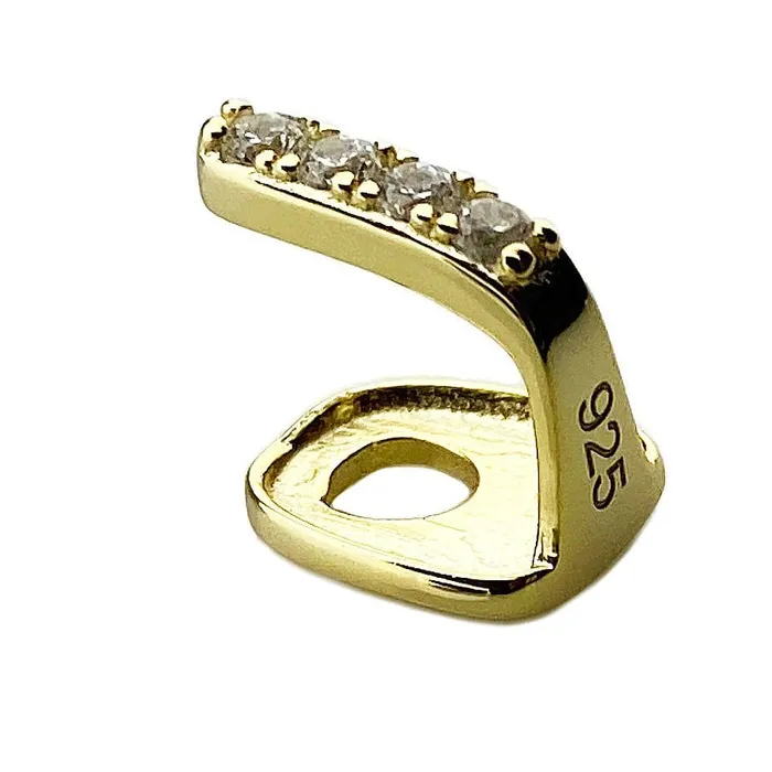 Gap Single Tooth Grillz Gold Finish Over 925 Sterling Silver Iced CZ Bling Cartel Admin Earrings
