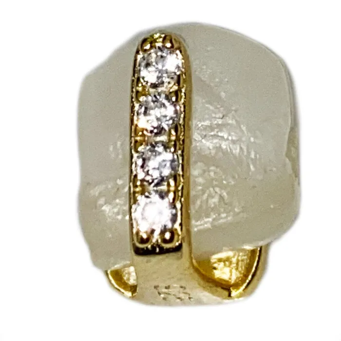 Gap Single Tooth Grillz Gold Finish Over 925 Sterling Silver Iced CZ Bling Cartel Admin Earrings