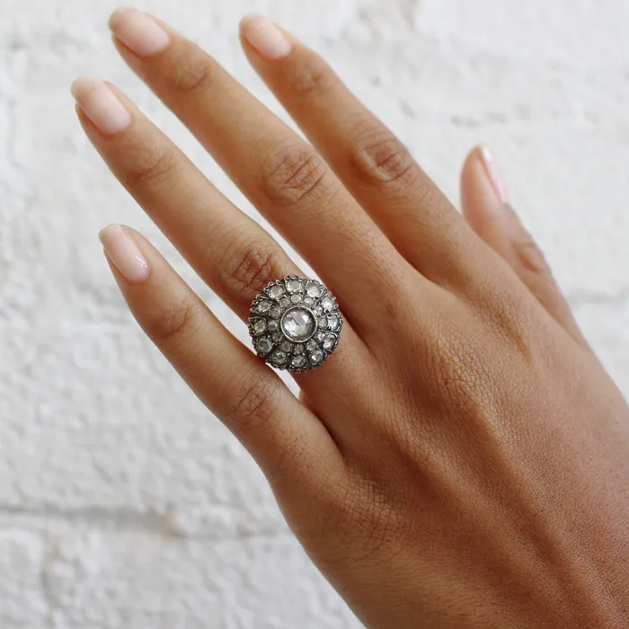 Georgian Double Halo Ring Antique Vintage Jewelry Rings