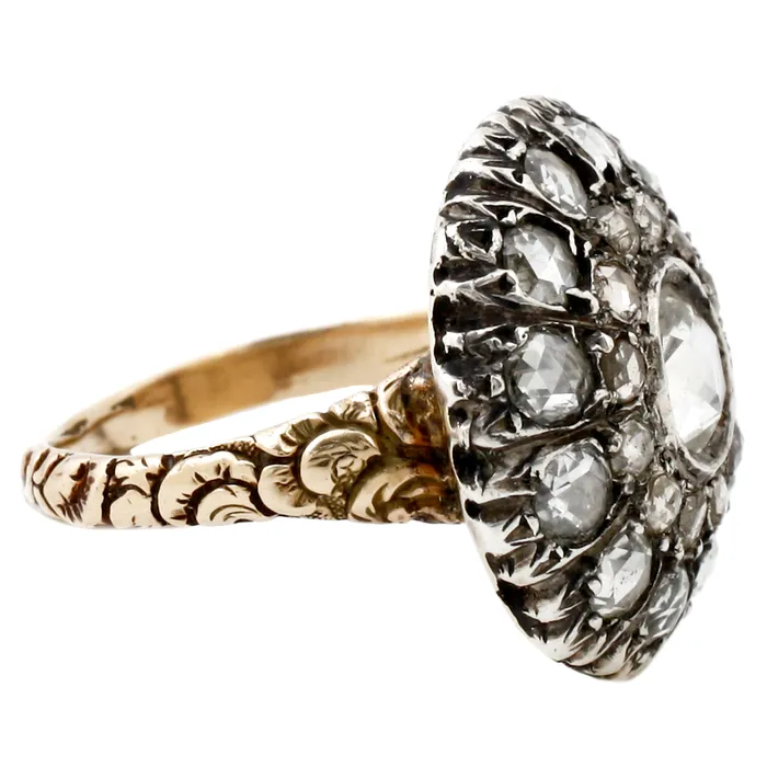 Georgian Double Halo Ring Antique Vintage Jewelry Rings