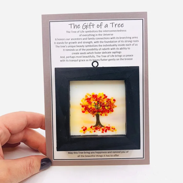 Glimmer Glass Gifts Fused Glass Tree of Life Shadow Box 73 Necklaces