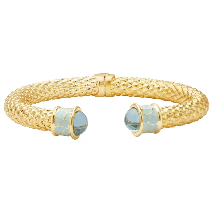 Halcyon Days PreStyled Sets Halcyon Days Minoan Torque Aquamarine Gold Bangle