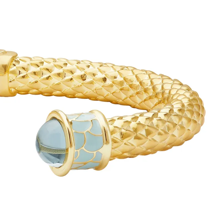 Halcyon Days PreStyled Sets Halcyon Days Minoan Torque Aquamarine Gold Bangle