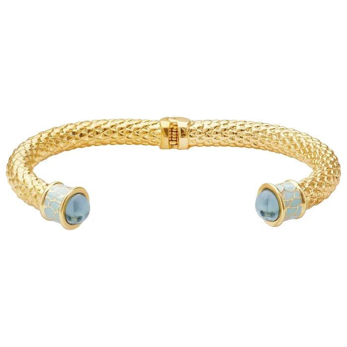 Halcyon Days PreStyled Sets Halcyon Days Minoan Torque Aquamarine Gold Bangle