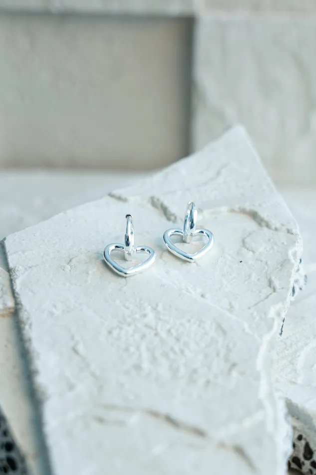 Heart Earrings Silver KTY Earrings