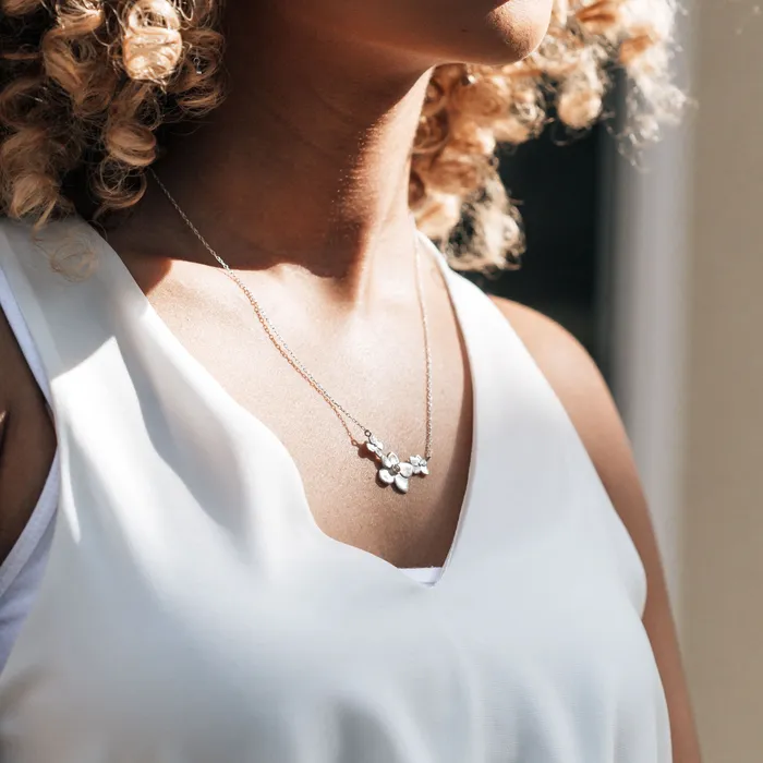 Hydrangea Cluster Cremation Necklace in Sterling Silver closebymejewelry Necklaces