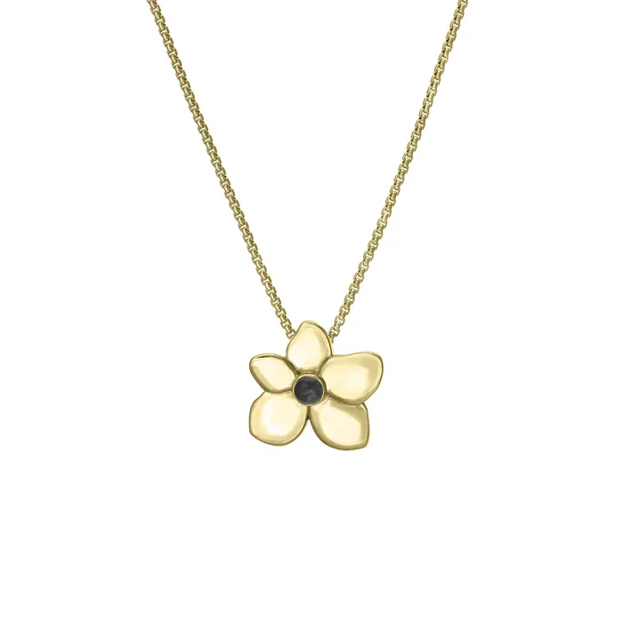 Hydrangea Cremation Necklace in 14K Yellow Gold closebymejewelry Necklaces