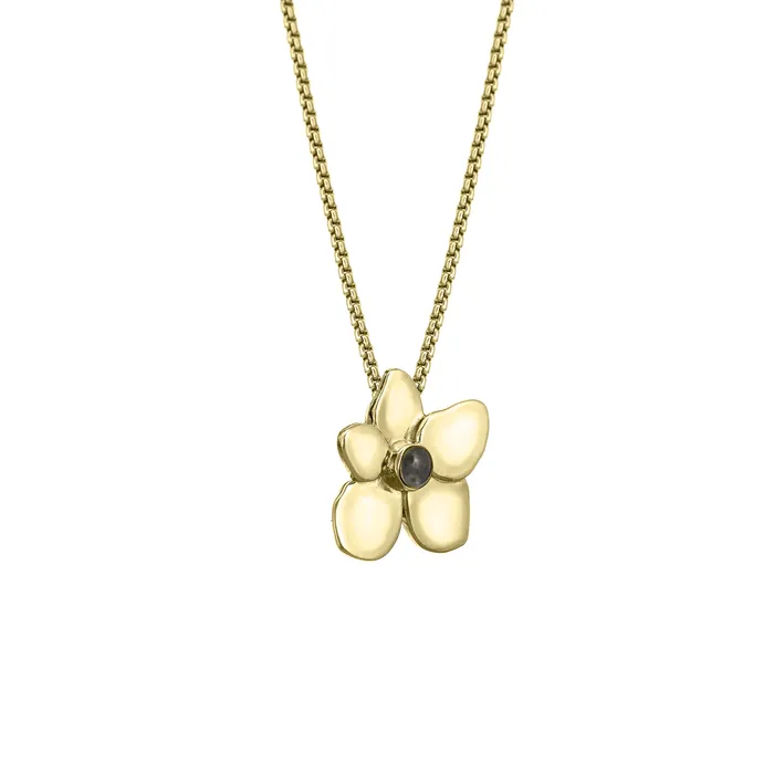 Hydrangea Cremation Necklace in 14K Yellow Gold closebymejewelry Necklaces