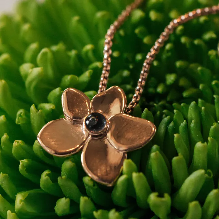 Hydrangea Cremation Necklace in 14K Yellow Gold closebymejewelry Necklaces