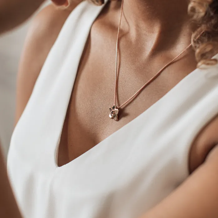 Hydrangea Cremation Necklace in 14K Yellow Gold closebymejewelry Necklaces