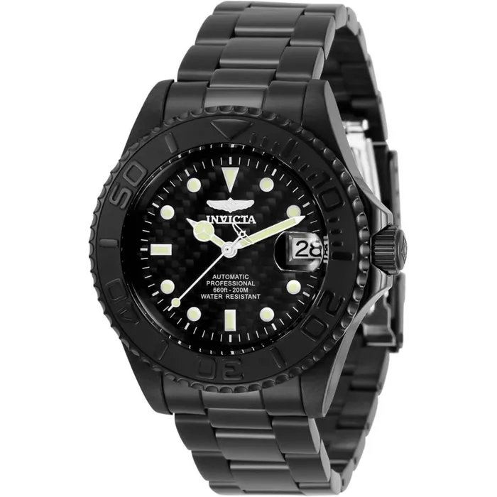 Invicta Bracelets Invicta Mens Automatic Watch Pro Diver Black SS Bracelet Rotating Bezel 33053