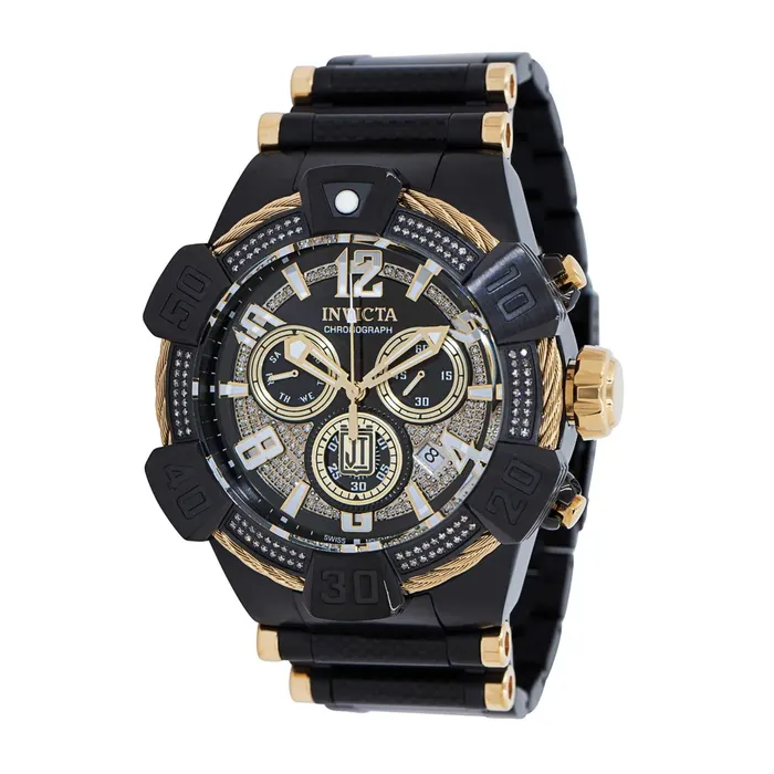 Invicta Bracelets Invicta Mens Chronograph Watch Jason Taylor Diamond Black Dial Bracelet 40438