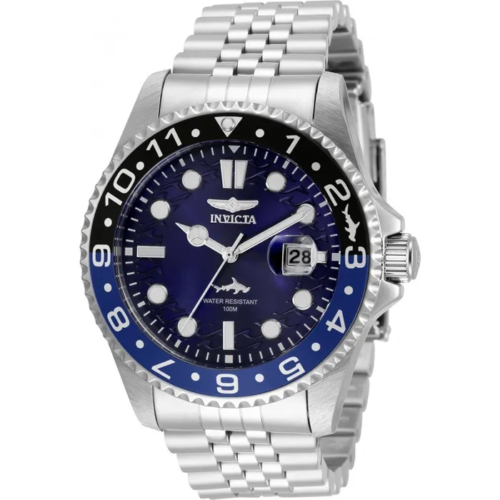 Invicta Bracelets Invicta Mens Japanese Quartz Watch Pro Diver Blue Dial Silver Bracelet 35130