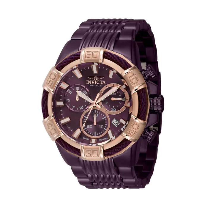 Invicta Bracelets Invicta Mens Quartz Watch Bolt Chronograph Purple Stainless Steel Bracelet 40910