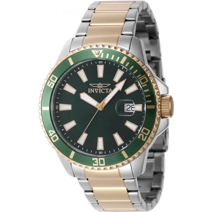 Invicta Bracelets Invicta Mens Quartz Watch Pro Diver GreenGold Tone Bezel Two Tone Bracelet 46143