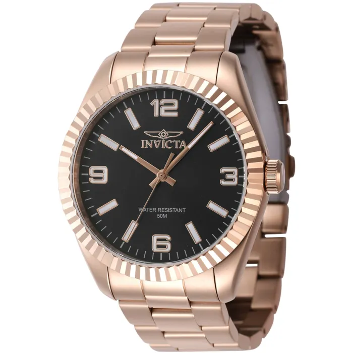 Invicta Bracelets Invicta Mens Quartz Watch Specialty Black Dial Rose Gold Bracelet 47461