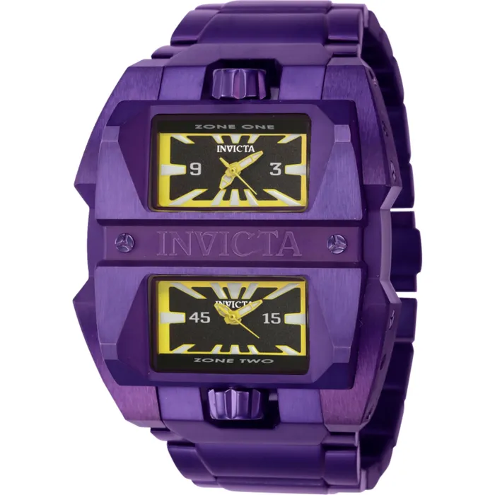 Invicta Bracelets Invicta Mens Watch Akula Dual Time Quartz Purple Stainless Steel Bracelet 41711