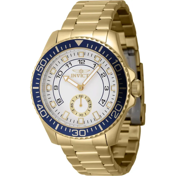 Invicta Bracelets Invicta Mens Watch Pro Diver White Dial Yellow Gold Steel Bracelet Quartz 47130