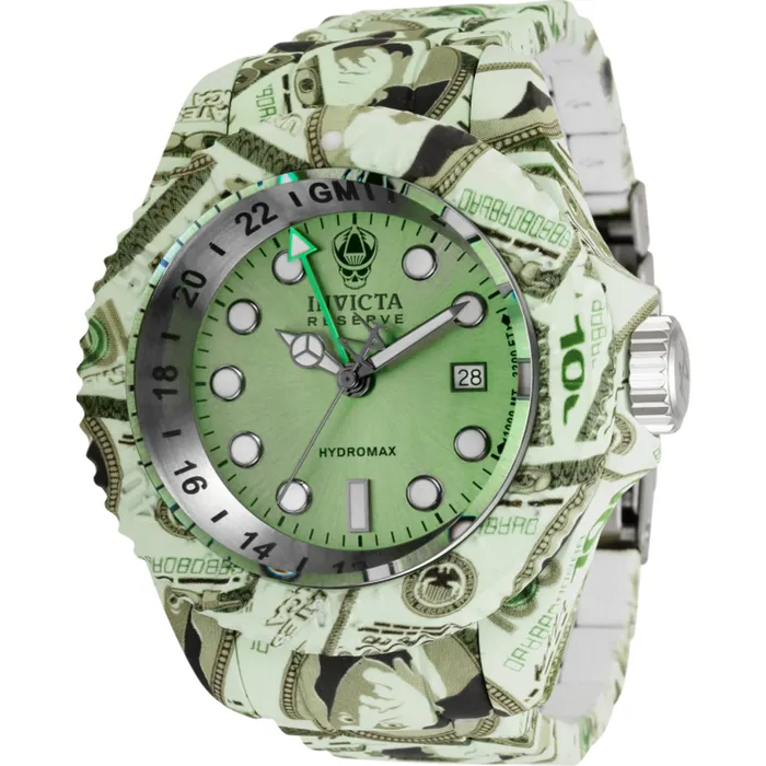 Invicta Bracelets Invicta Mens Watch Reserve Hydromax Green Dial Aqua Plated Bracelet Dive 34649