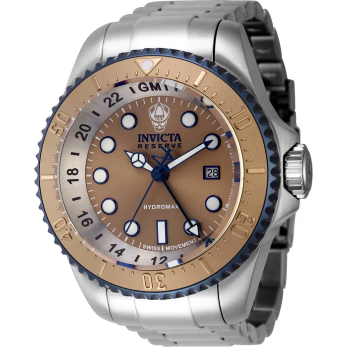 Invicta Bracelets Invicta Mens Watch Reserve Hydromax Quartz Khaki Dial Steel Bracelet 45476