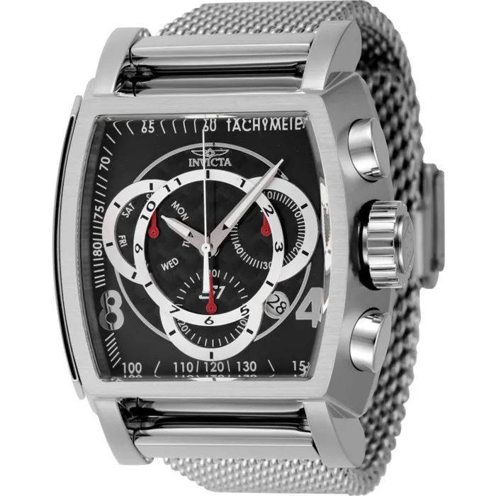 Invicta Bracelets Invicta Mens Watch S1 Rally Chronograph Silver and Black Dial Bracelet 46007