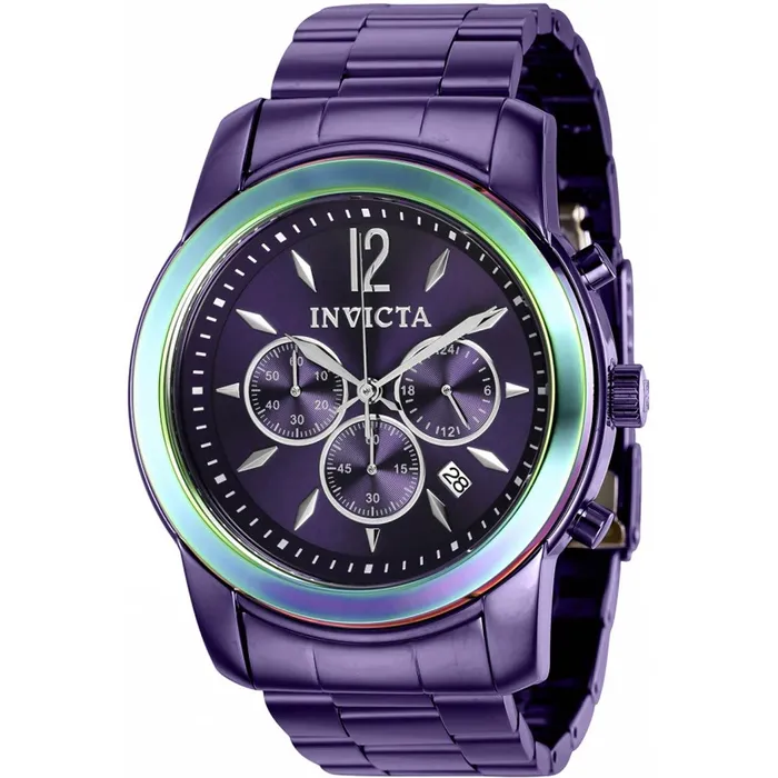 Invicta Bracelets Invicta Mens Watch Specialty Chrono Purple Dial Stainless Steel Bracelet 40495