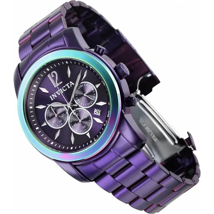 Invicta Bracelets Invicta Mens Watch Specialty Chrono Purple Dial Stainless Steel Bracelet 40495
