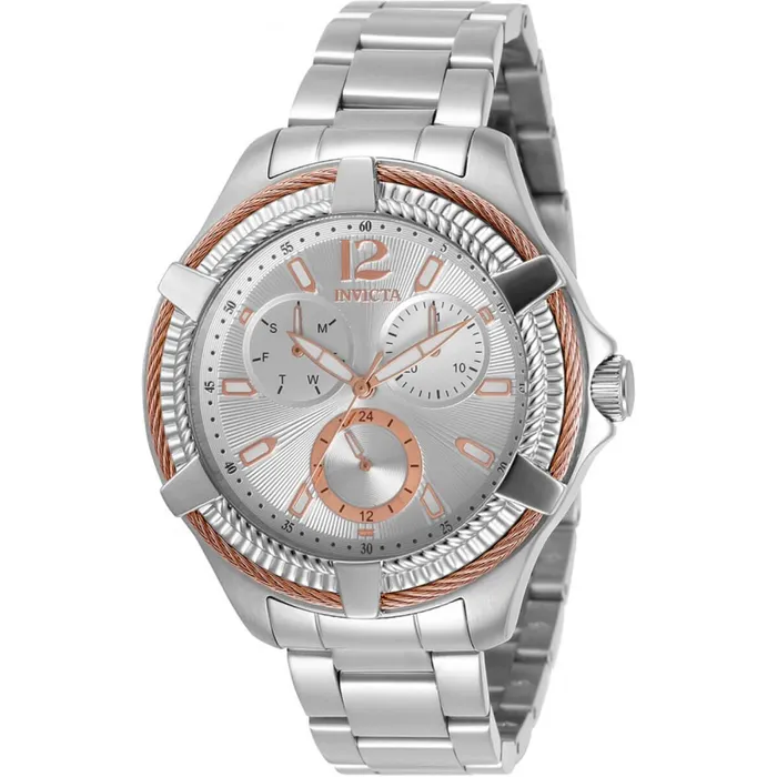 Invicta Bracelets Invicta Womens Quartz Watch Bolt DayDate Silver Stainless Steel Bracelet 30899