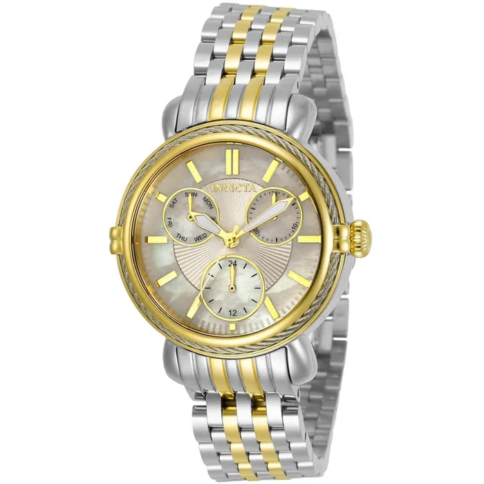 Invicta Bracelets Invicta Womens Quartz Watch Wildflower Two Tone Bracelet White MOP Dial 30869