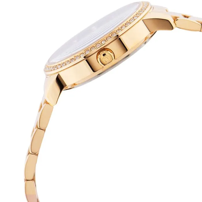 Invicta Bracelets Invicta Womens Watch Angel Quartz Black Dial YG Stainless Steel Bracelet 31368