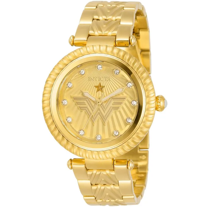 Invicta Bracelets Invicta Womens Watch DC Comics Wonder Woman Gold Tone Dial Bracelet 33171