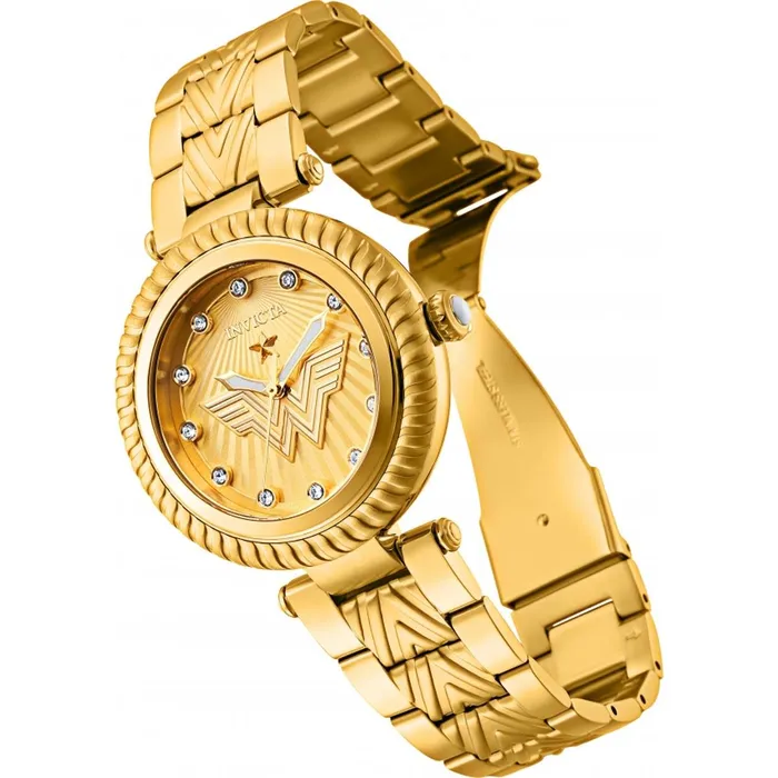 Invicta Bracelets Invicta Womens Watch DC Comics Wonder Woman Gold Tone Dial Bracelet 33171