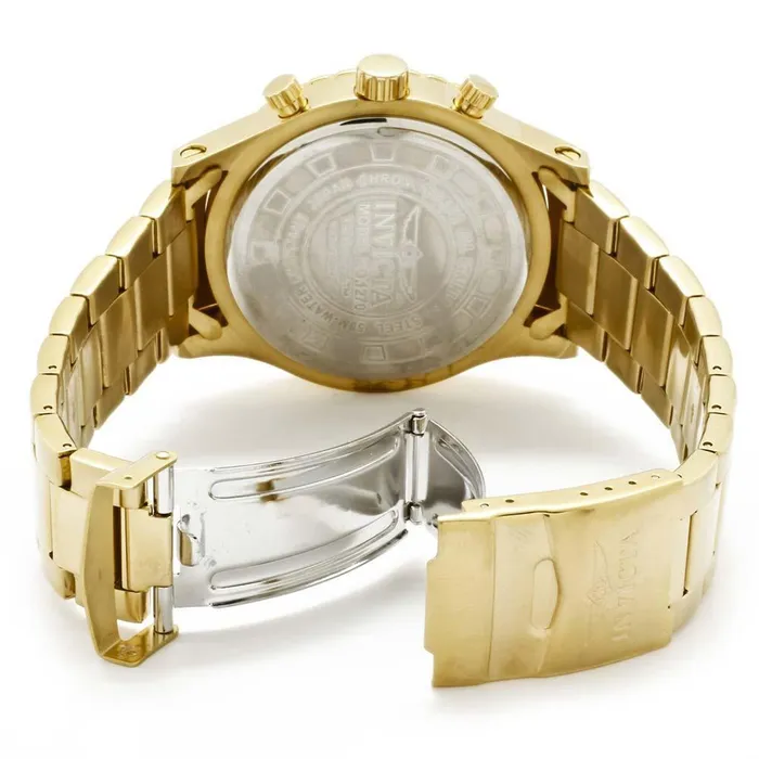 Invicta Earrings Invicta 1270 Mens Specialty Gold Plated Stainless Steel Gold Tone Dial Chronograph Watch