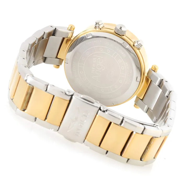 Invicta Invicta 20470 Womens Angel Crystal Accented Bezel Silver Dial Two Tone Yellow Gold Steel Watch Rings
