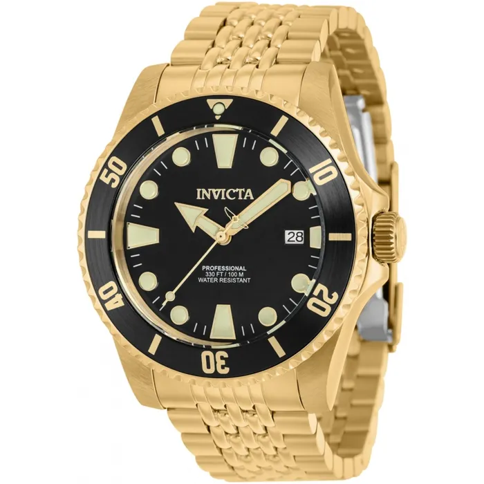 Invicta Invicta Mens Automatic Watch Pro Diver Black Dial Yellow Gold Bracelet 39758 Bracelets