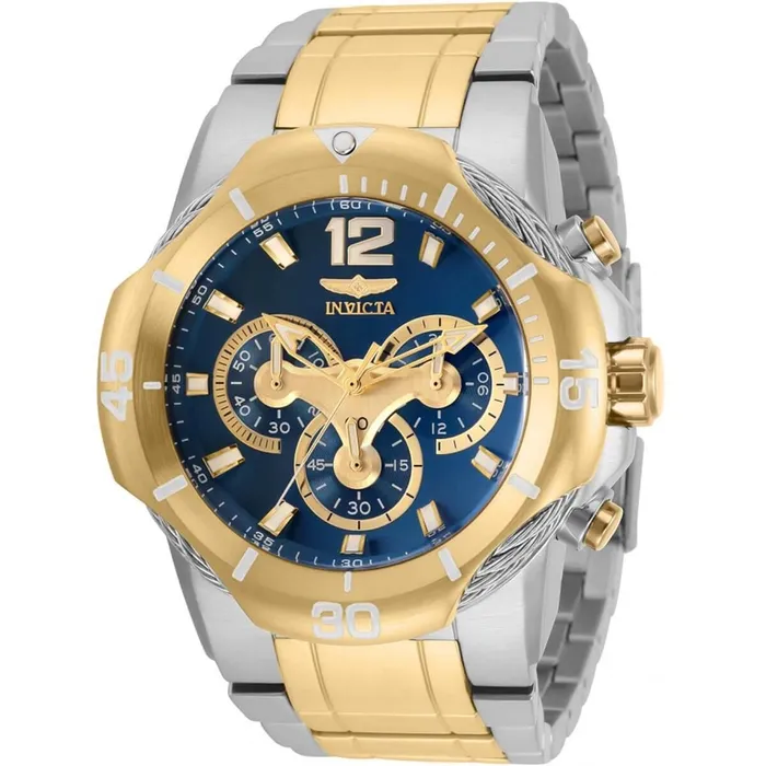 Invicta Invicta Mens Chronograph Watch Bolt Blue Dial Two Tone Bracelet 31348 Bracelets