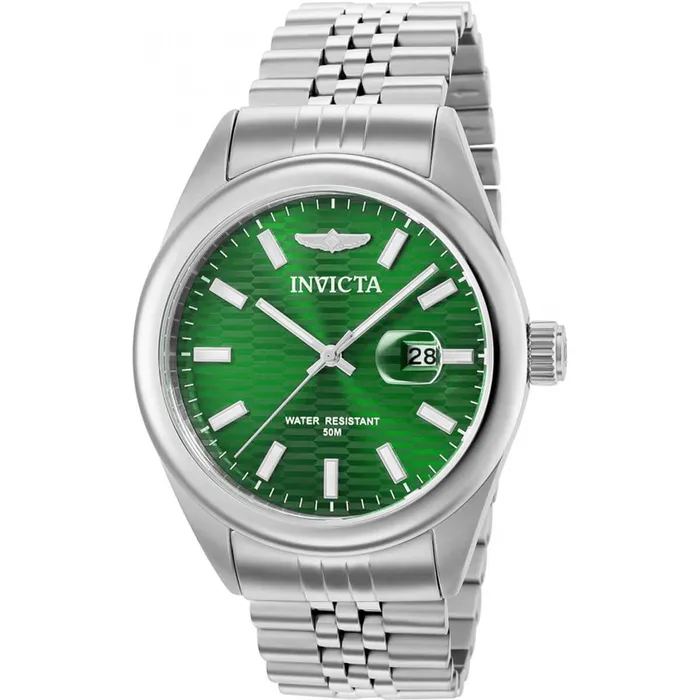 Invicta Invicta Mens Quartz Watch Aviator Green Dial Stainless Steel Bracelet 38410 Bracelets