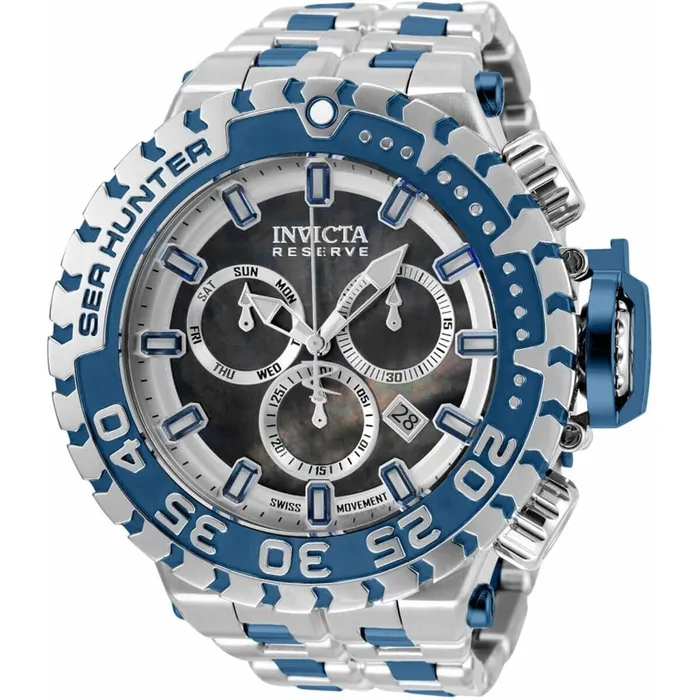 Invicta Invicta Mens Quartz Watch Sea Hunter Chronograph Gold and MOP Dial Bracelet 34593 Bracelets