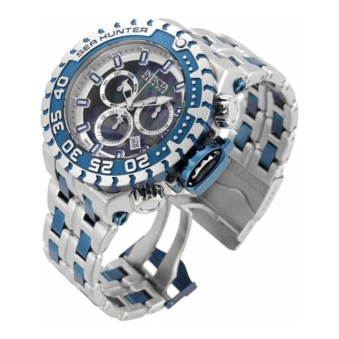 Invicta Invicta Mens Quartz Watch Sea Hunter Chronograph Gold and MOP Dial Bracelet 34593 Bracelets